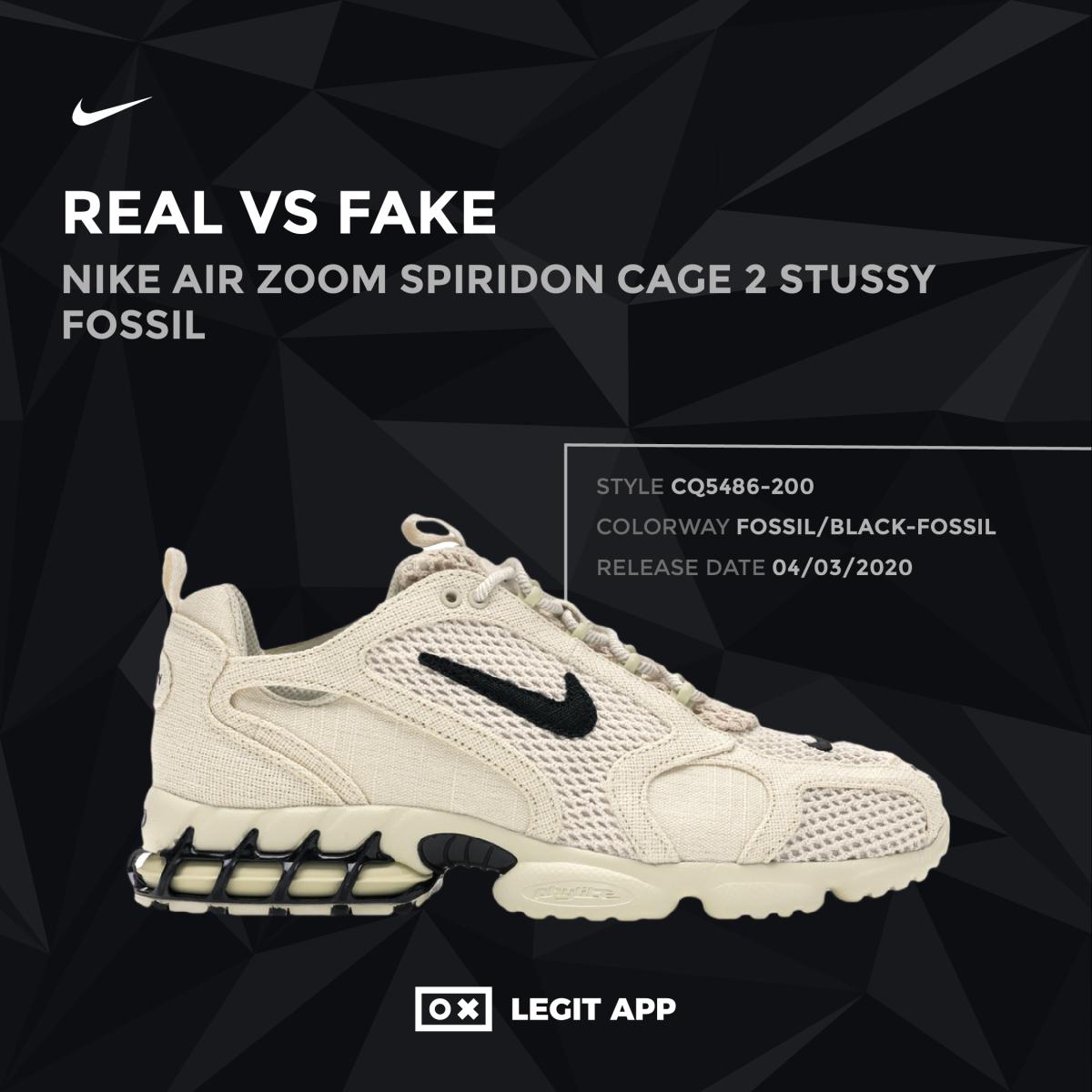 Nike Air Zoom Spiridon Cage 2 Stussy Fossil | LegitApp｜ブランド品 