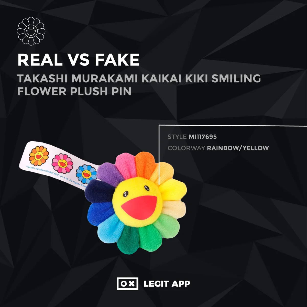 Takashi Murakami Kaikai Kiki Smiling Flower Plush Pin