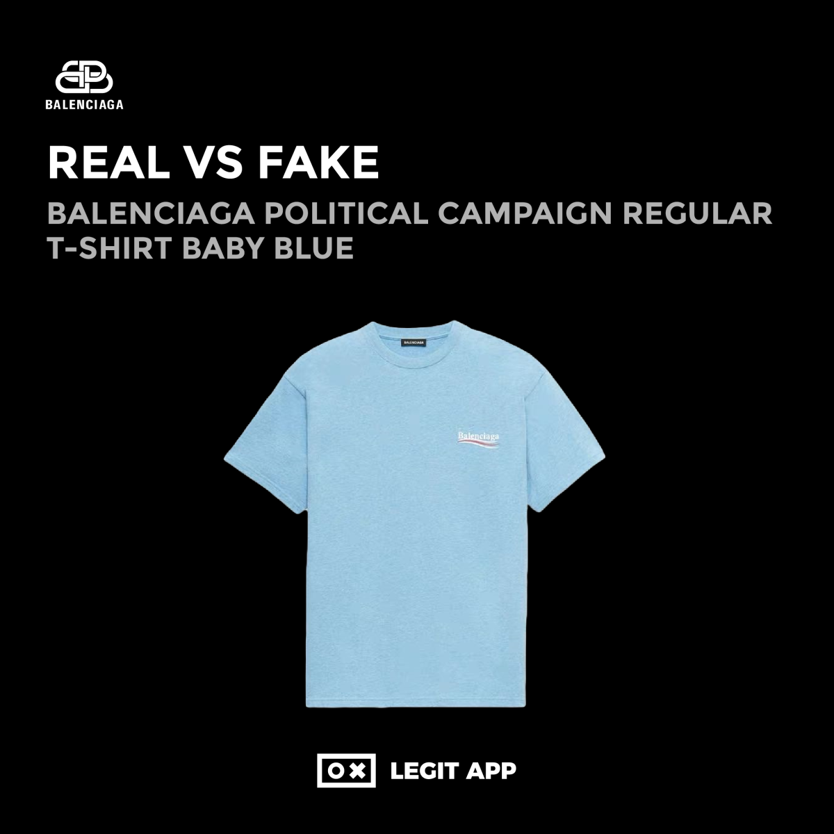Balenciaga Political Campaign Regular T-Shirt Baby Blue