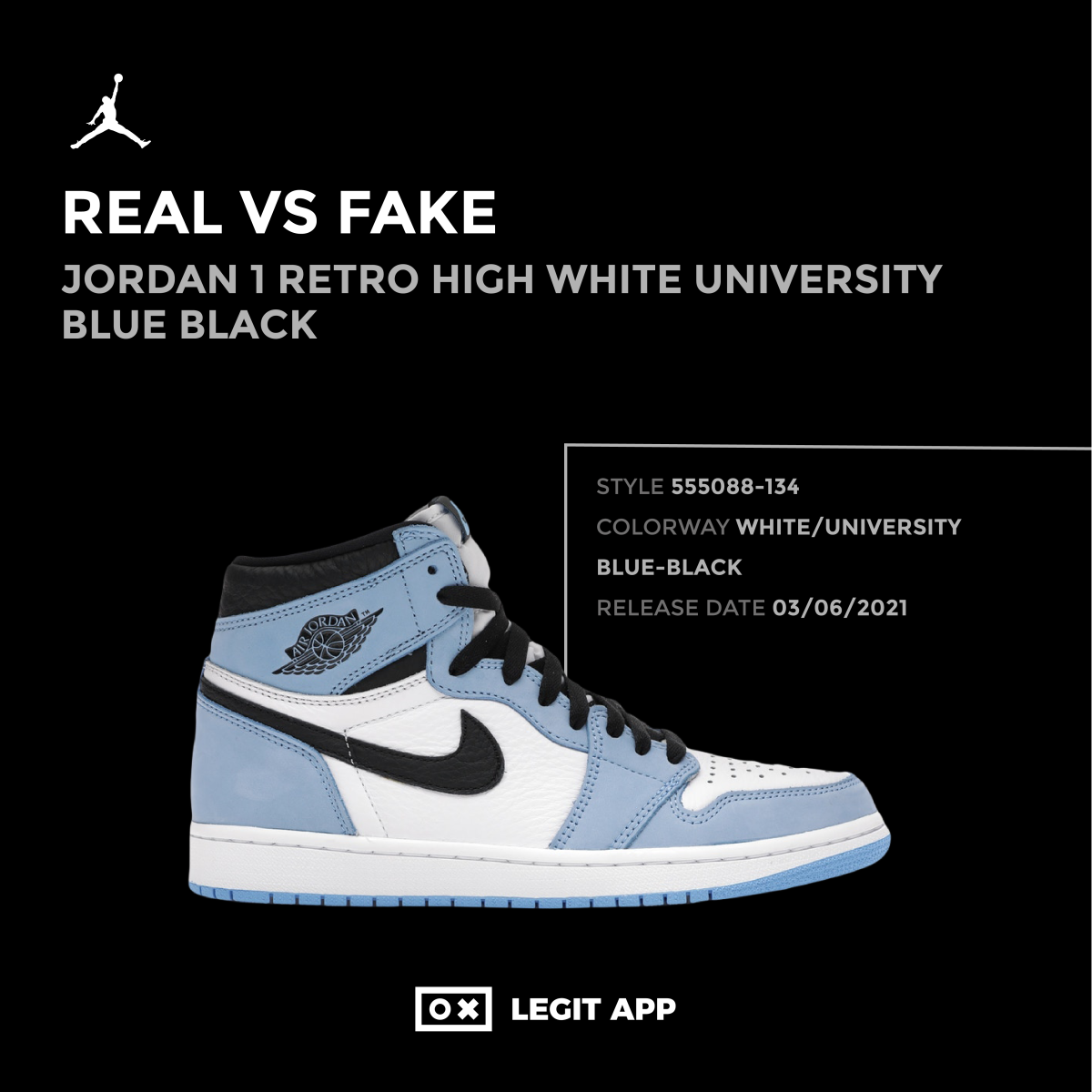 Jordan 1 Retro High White University Blue Black