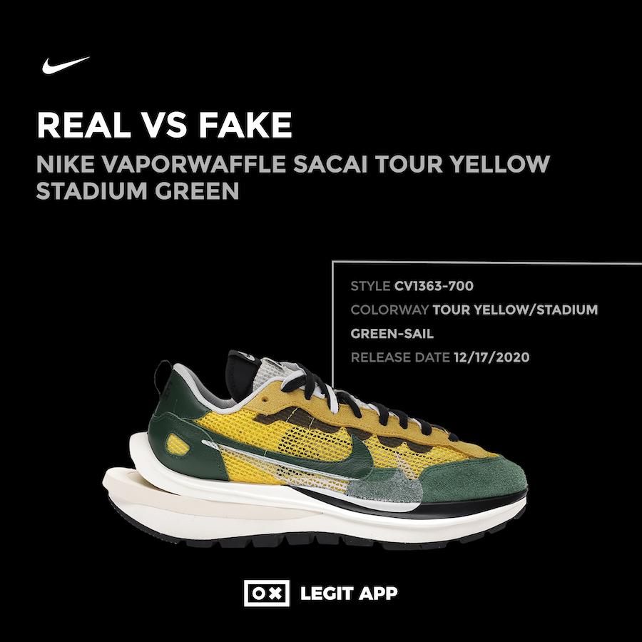 Nike Vaporwaffle sacai Tour Yellow Stadium Green
