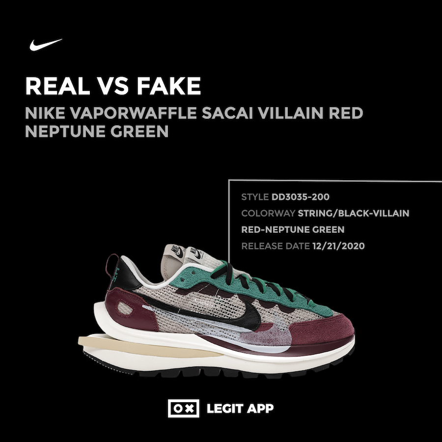 Nike Vaporwaffle sacai Villain Red Neptune Green
