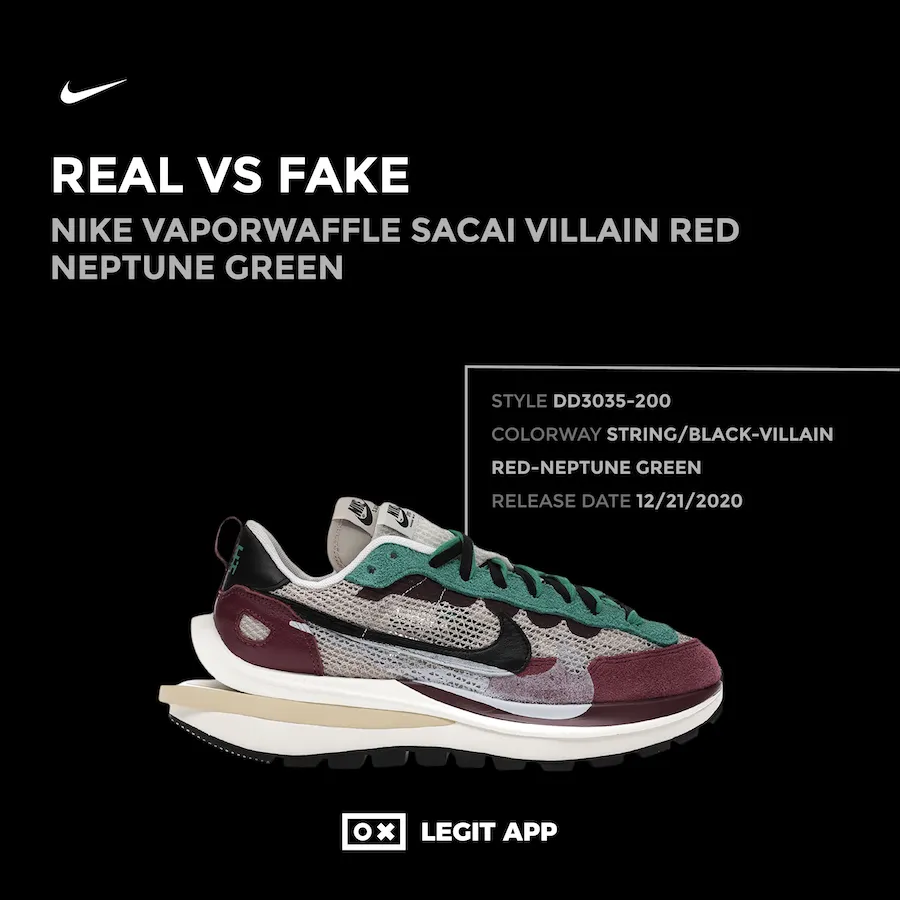 Nike Vaporwaffle sacai Villain Red Neptune Green
