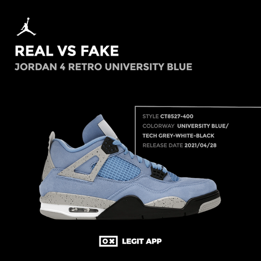 fake vs real jordan 4 university blue