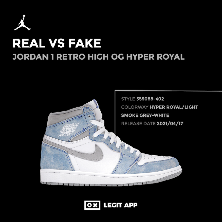 hyper royal jordan 1 fake vs real