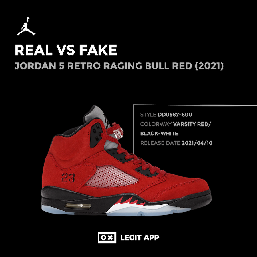 authentic jordan 5 raging bull