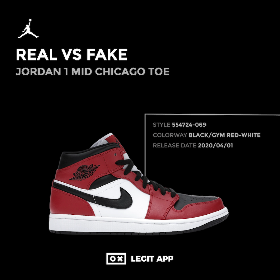 Jordan 1 Mid Chicago Toe