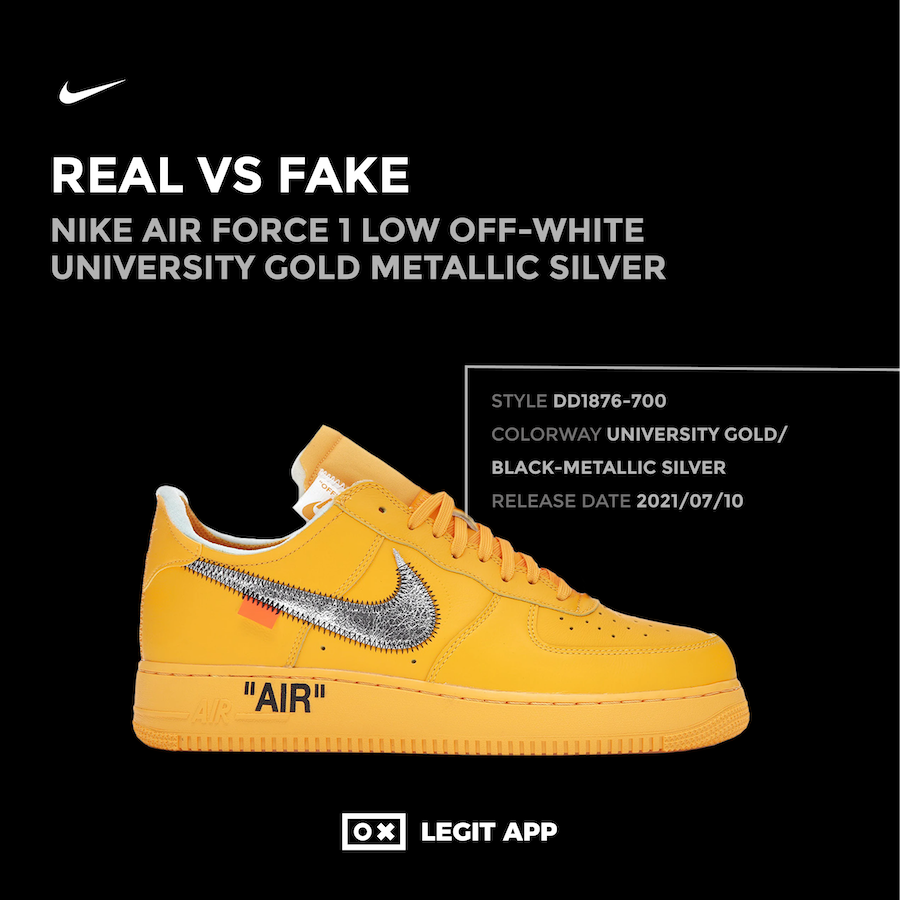 Nike Air Force 1 Low OFF-WHITE University Gold Metallic Silver
