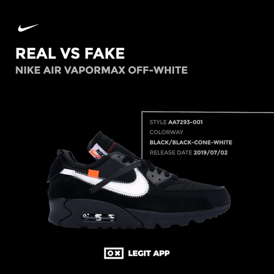 off white air max 90 black real vs fake