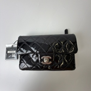 Chanel Chanel Black Quilted Patent Leather Mini Classic Rectangular Flap Bag