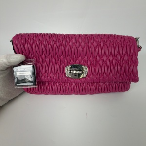 Miu Miu Miu Miu Matelassé Nappa Leather Shoulder Bag with Crystal Embellishment