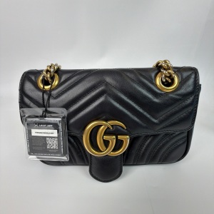 Gucci Gucci GG Marmont Matelassé Shoulder Bag Black Leather Small