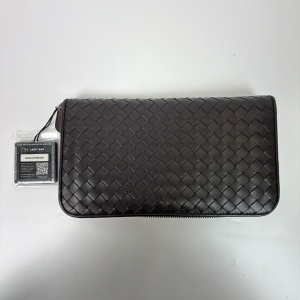 Bottega Veneta Bottega Veneta Intrecciato Leather Zip Around Wallet Dark Brown