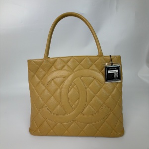 Chanel Chanel Yellow Caviar Leather Medallion Tote