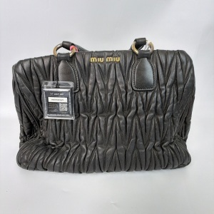 Miu Miu Miu Miu Black Matelassé Nappa Leather Tote Bag