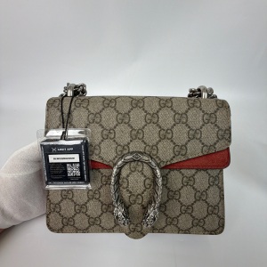 Gucci Gucci GG Supreme Dionysus Small Shoulder Bag with Red Suede Trim
