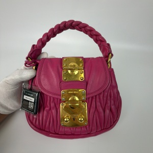 Miu Miu Miu Miu Matelassé Nappa Leather Top Handle Bag Pink