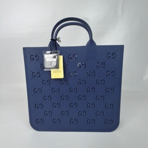 Gucci Gucci Blue Rubber GG Cut-Out Tote Bag