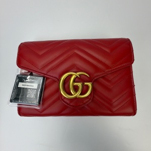 Gucci Gucci GG Marmont Matelassé Leather Super Mini Bag Red