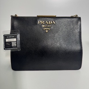 Prada Prada Saffiano Leather Shoulder Bag Black