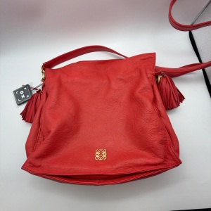 Loewe Loewe Flamenco Knot Hobo Bag Red Leather Embossed