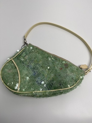 Dior Christian Dior Green Sequined Saddle Pochette