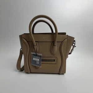 Celine Celine Taupe Grained Calfskin Nano Luggage Bag