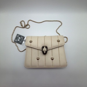 Bvlgari Bulgari Serpenti Forever Star Studs Shoulder Bag Leather White