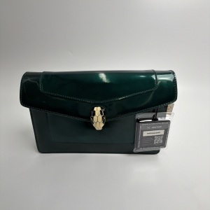 Bvlgari Bulgari Serpenti Forever Emerald Green Patent Leather Clutch Bag