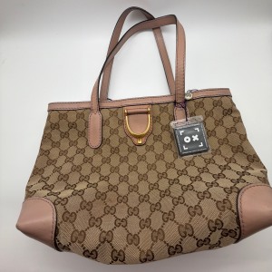 Gucci Gucci GG Canvas D-Ring Tote Bag Pink