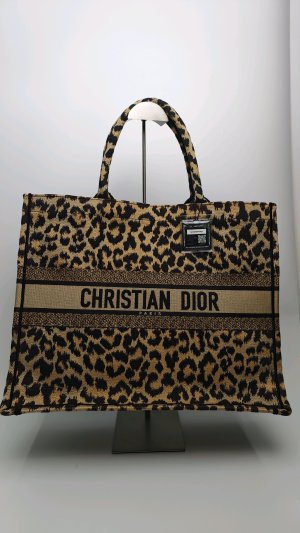 Dior Dior Book Tote Leopard Embroidered Canvas Large