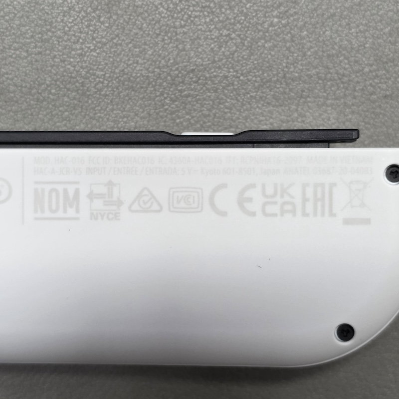 Nintendo Switch — Joy-Con Printed Text Close-up
