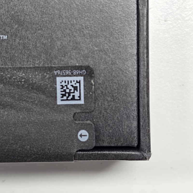 Samsung Smartphone (Unopened) — Bottom Seal - Right Side Close-up
