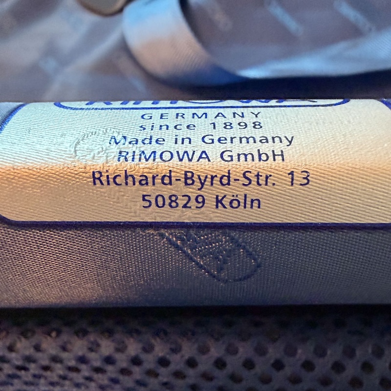 RIMOWA Suitcase — Inside Label Close-up
